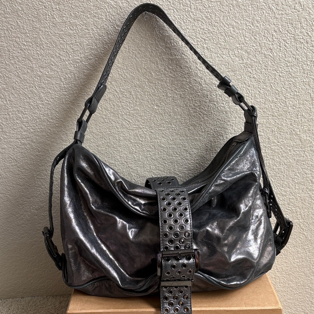 Vintage Michael Kors Metallic Leather Shoulder Bag with Studded Strap
